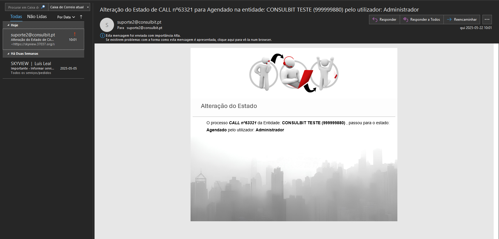 Alteração estados Email