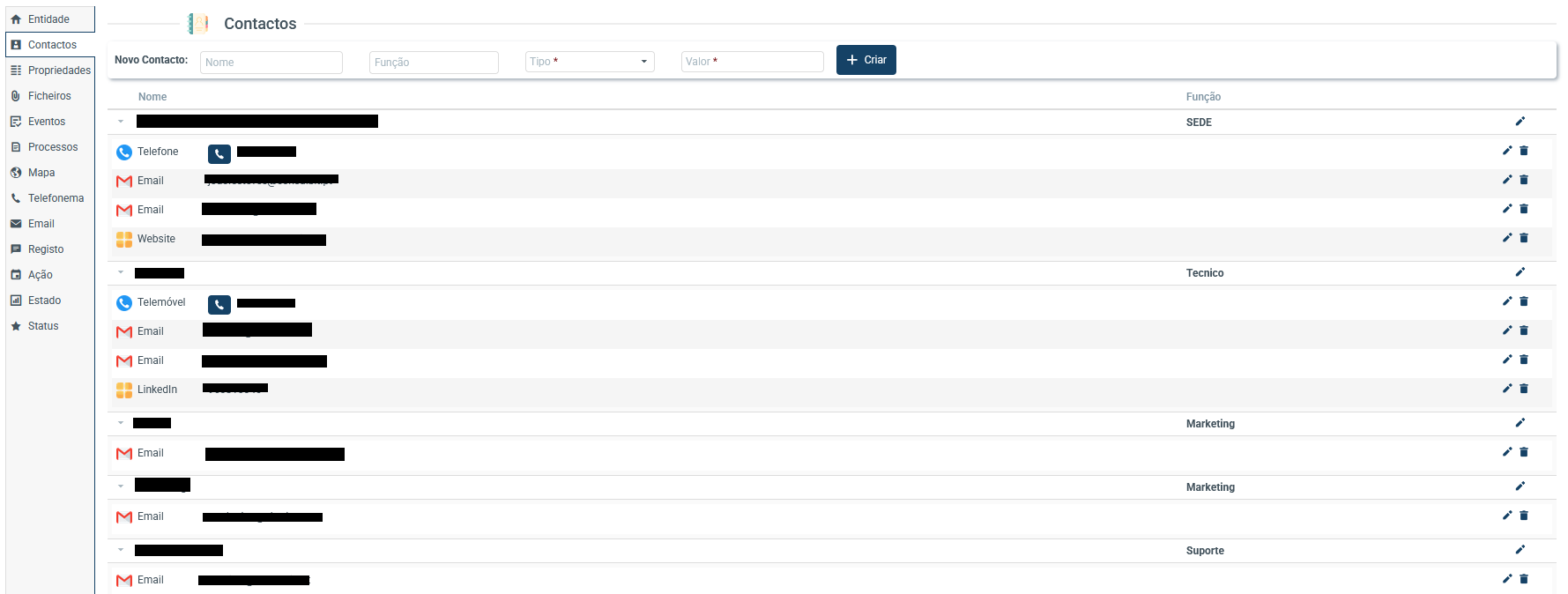 Alteração Contactos
